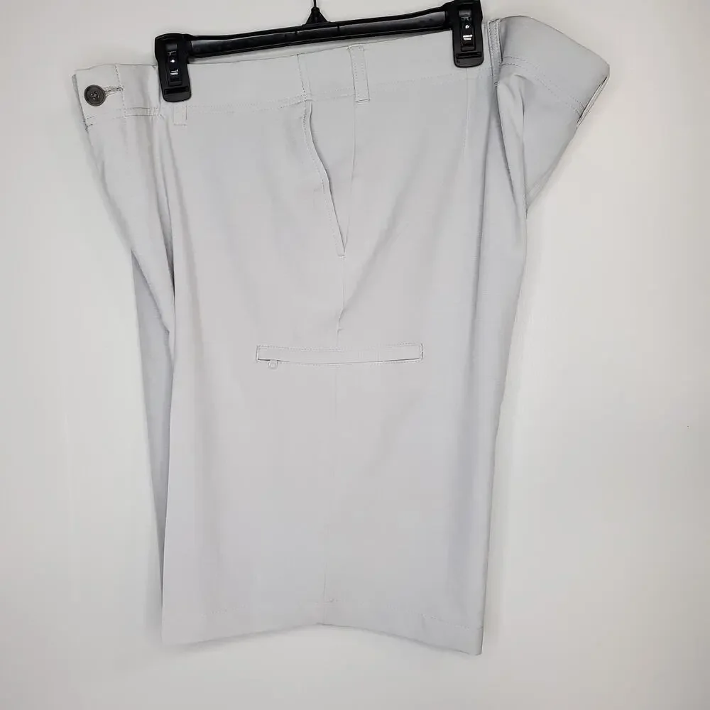 Haggar Active Series Mens Performance Shorts SZ 42 W Light Gray Stripe Stretch